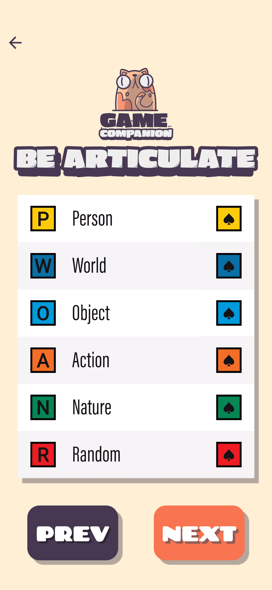 six categories + spade
